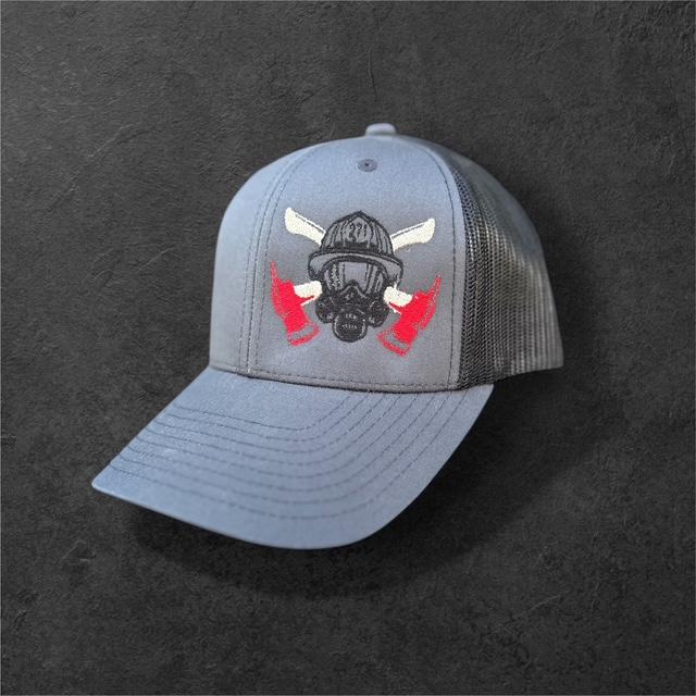 Fire Fighter Gas Mask with Crossed Axes Snapback Hat