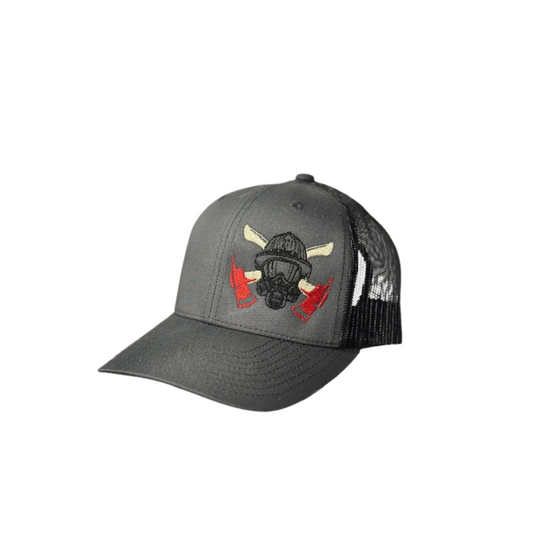 Fire Fighter Gas Mask with Crossed Axes Snapback Hat