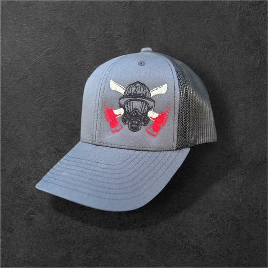 Fire Fighter Gas Mask with Crossed Axes Snapback Hat